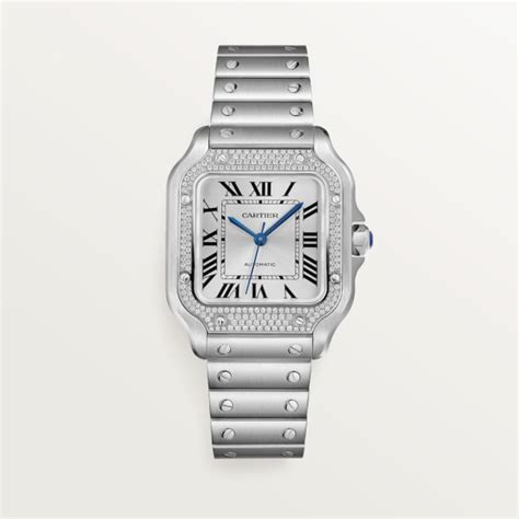 montre cartier santos femme|Cartier Santos watch with diamonds.